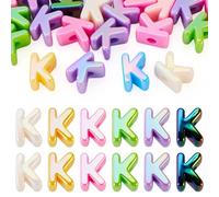 Bestewelry 20 Pcs Acrylic Letter European Beads UV Plating Opaque Letter Beads Large Hole Alphabet Bead Colorful Capital Letters Bead for Keychains Making Jewelry Crafts, K