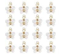 Bestewelry 20 Pcs Butterfly Glass Pendants Faceted Glass Butterfly Charms with Stainless Steel Jump Rings 17x15.4mm for Jewelry Making DIY Necklace Earrings Crafts, White