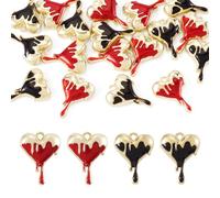 Bestewelry 20 Pcs Melting Heart Charms Alloy Enamel Pendants 21.5x16.5x5.5mm Golden Melting Heart Dangle Charms for Valentine Easter Necklace Making Jewelry Crafts
