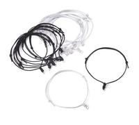 Bestewelry 20 Pcs Nylon Cord Bracelet Adjustable Wrist Cords Unfinished Bracelet Cord Polyester Beaded Rope with Open Jump Rings for Link Charms Jewelry Crafts, Black & White