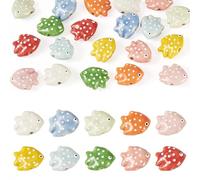 Bestewelry 20 pcs Polka Dot Fish Porcelain Beads Porcelain Fish Beads Ocean Animal Ceramic Loose Spacer Bead for Bracelets Necklaces Earring Jewelry Making