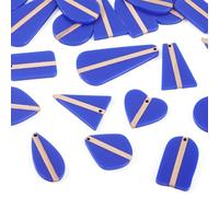 Bestewelry 20 pcs Resin Wood Pendants Heart Teardrop Trapezoid Wooden Charms Arch Dangle Earring Charms for Earring Necklace Jewelry Making, Midnight Blue