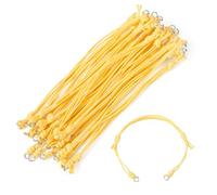 Bestewelry 20 Pcs Waxed Polyester Cord Bracelets Adjustable Blank Bracelets 23.5cm Braided Wax Thread Bracelet with Double Jump Rings for Friendship Bracelet Making, Gold