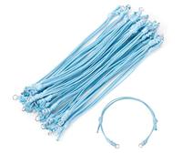 Bestewelry 20 Pcs Waxed Polyester Cord Bracelets Adjustable Blank Bracelets 23.5cm Braided Wax Thread Bracelet with Double Jump Rings for Friendship Bracelet Making, Cyan