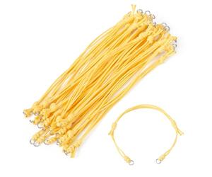 Bestewelry 20 Pcs Waxed Polyester Cord Bracelets Adjustable Blank Bracelets 23.5cm Braided Wax Thread Bracelet with Double Jump Rings for Friendship Bracelet Making, Gold