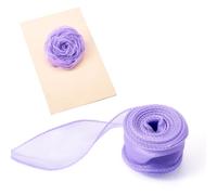Bestewelry 20 Yards Wired Ribbon 1-5/8 Inch Translucent Polyester Fabric Ribbon with Seam Edge for Present Wrapping DIY Crafts Bouquets Hair Bows Wedding Invitations Party Decor - Lilac