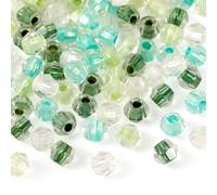 Bestewelry 200 Pcs Faceted Bicone Transparent Glass Beads 4mm Rhombic Glass Seed Beads Dyed Core Crystal Bead for Jewelry Making DIY Bracelet Necklace - Medium Sea Green
