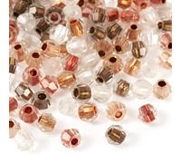 Bestewelry 200 Pcs Faceted Bicone Transparent Glass Beads 4mm Rhombic Glass Seed Beads Dyed Core Crystal Bead for Jewelry Making DIY Bracelet Necklace - Rosy Brown