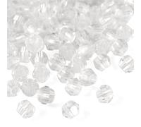 Bestewelry 200 Pcs Faceted Bicone Transparent Glass Beads 4mm Rhombic Glass Seed Beads Dyed Core Crystal Bead for Jewelry Making DIY Bracelet Necklace - White