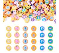 Bestewelry 200 pcs Music Theme Polymer Clay Beads Musical Note Clay Beads Flat Round Music Loose Spacer Bead for Bracelet Earring Necklace Jewelry Making