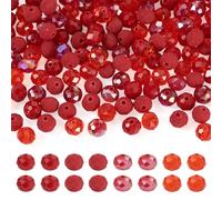 Bestewelry 200 pcs Rondelle Glass Beads 8x6mm Faceted Crystal Glass Bead Loose Spacer Bead for DIY Beading Bracelet Necklace Earring Jewelry Making, FireBrick