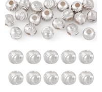 Bestewelry 20Pcs 5mm Corrugated Beads 925 Sterling Silver Corrugated Round Spacer Beads Tiny Corrugated Rondelle Ball Loose Beads for DIY Crafts Necklace Bracelet Earrings Jewelry Making