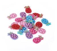 Bestewelry 20Pcs Cute Iron On Patches Shiny Rhinestone Sew on Patches 5 Colors Pineapple Fruit Theme Applique Patches for DIY Crafts Hair Accessories Making Clothes Dress