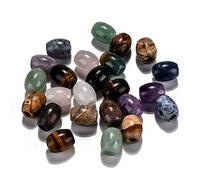 Bestewelry 20Pcs Gemstone Barrel Beads 15-17mm Natural & Synthetic Gemstone Large Hole European Beads Energy Power Healing Stone for Jewellery Making