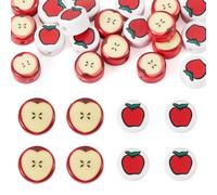 Bestewelry 20Pcs Handmade Ceramic Beads Red Apple Porcelain Spacer Beads Cute Fruit Loose Bead for DIY Jewelry Making Bracelet Earring Necklace Craft Supplies