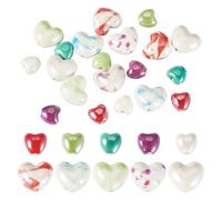 Bestewelry 20Pcs Heart Shaped Ceramic Beads Pearlized Handmade Porcelain Spacer Beads for Valentine's Day DIY Jewelry Making Bracelet Earring Necklace Craft Supplies