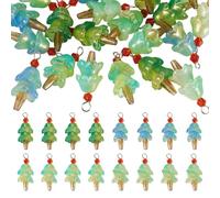 Bestewelry 20Pcs Ice Cream Glass Charms Summer Theme Green 3D Crystal Charms Sweet Food Glass Pendants with 304 Stainless Steel Loop for DIY Necklace Bracelet Earring Christmas Gifts