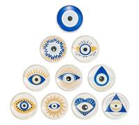Bestewelry 20pcs Luminous Evil Eye Glass Cabochons Glow in The Dark Flatback Dome Cabochons for DIY Craft Cameo Pendants Scrapbooking Jewelry Making