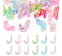 Bestewelry 20Pcs Transparent Acrylic Letter Beads Rainbow Alphabet Block Bead 3D Large Hole Beads for Wristbands Bracelets Necklace Keychains Jewelry Making - J
