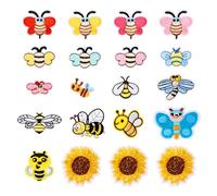 Bestewelry 23pcs Iron on Patches Bee Sew on Patches Sunflower Embroidered Applique Patches Stickers for Sewing Jacket Jeans Clothes Backpack Repair