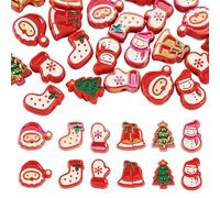 Bestewelry 24 pcs Acrylic Christmas Beads Santa Claus Snowman Christmas Tree Acrylic Plastic Beads with Enamel Loose Bead for Bracelets Necklace Earring Jewelry Making Home Decoration