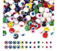 Bestewelry 240pcs Evil Eye Beads 6mm Round Evil Eyeball Glass Loose Beads Spacer Bulk for DIY Crafts Bracelets Necklaces Earrings Jewelry Making