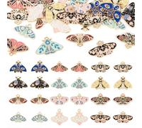 Bestewelry 24Pcs Enamel Butterfly Charm Pendants Colorful Flower Butterfly Dangle Charms Cute Insect Moth Alloy Charms for DIY Crafts Necklaces Keychains Jewelry Making