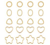 Bestewelry 24Pcs Gold Linking Rings Star Heart Triangle Twist Open Jump Rings Hollow Bezels Frames Connector Charms for Dangle Earrings DIY Bracelets Necklaces Jewelry Making 4 Styles