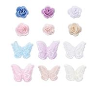 Bestewelry 24pcs Sew on Patches Rose Flower Cloth Patches Butterfly Embroidered Applique Badge for Sewing Jacket Jeans Clothes Backpack Repair