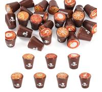 Bestewelry 25 pcs Mini Resin Coffee Cups Miniature Coffee Drink Dollhouse Accessory Mini Resin Kitchen Scene Decor Accessories for Micro Landscape Table Party Decor