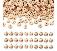 Bestewelry 250pcs Wooden Letter Beads - 10mm Square Alphabet Cube Initial Vowel Letter A/E/I/O/U Beads for Friendship Bracelets & Jewelry Making