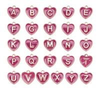Bestewelry 26Pcs Alloy Letter Enamel Charms Pendants Capital Initial Letter Dangle Charms Small Heart with Alphabet A~Z Charms for DIY Bracelet Earring Necklace Crafts Jewelry Making, Metal, No