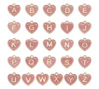 Bestewelry 26Pcs Alloy Letter Enamel Charms Pendants Capital Initial Letter Dangle Charms Small Heart with Alphabet A~Z Charms for DIY Bracelet Earring Necklace Crafts Jewelry Making, Metal, No
