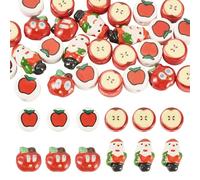 Bestewelry 28 pcs Christmas Porcelain Beads Fruit Food Ceramic Bead Santa Claus Porcelain Ceramic Loose Spacer Bead for Bracelets Necklaces Earrings Jewelry Making