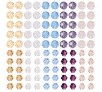 Bestewelry 300 pcs 4x4mm Bicone Faceted Glass Beads Bulk 6 mm Round Rondelle Crystal Glass Bead Loose Spacer Bead for Bracelets Earring Jewelry Making Home Decoration