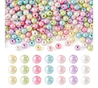 Bestewelry 300 Pcs Acrylic Round Beads 8mm Colorful Imitation Pearl Beads Opaque Acrylic Mini Ball Spacer Bead for Necklace Bracelet Earring Jewelry Making