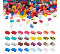 Bestewelry 320 Pcs 2-Hole Glass Seed Beads Flat Rectangle Seed Beads Mini Tila Bead Antique Style Square Glass Bead for Jewelry Making DIY Bracelet Necklace Crafts