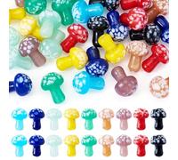 Bestewelry 36 pcs Mushroom Lampwork Bead 3D Mushroom Lampwork Glass Beads Loose Spacer Charm Beads for Women Earring Bracelet Jewelry Making