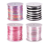 Bestewelry 4 Rolls 1mm Nylon Beading Cord Chinese Knotting Macrame String Segment Dyed Nylon Braided Cord Thread for Bracelet Jewellery Making