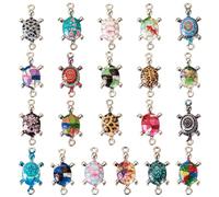 Bestewelry 42Pcs Enamel Turtle Connector Charms Pendant Colorful Mosaic Turtle Connector Charms Small 3D Tortoise Alloy Links with Double Holes for Necklace Bracelet Earring Jewelry Making 21 Colors