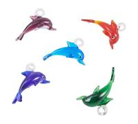 Bestewelry 5 pcs 3D Dolphin Lampwork Glass Pendants Ocean Animal Crystals Charms Marine Life Dolphin Dangle Charms for DIY Necklace Keychain Hanging Ornaments Jewelry Making