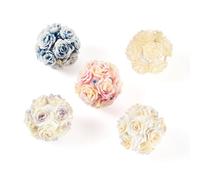 Bestewelry 5 Pcs Handmade Rhinestone Clay Pave Beads Flower Sphere Clays Beads with Acrylic 20-21mm Floral Ball Polymer Clay Bead for Earrings Making DIY Ballpoint Pen
