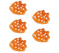 Bestewelry 5 pcs Polka Dot Fish Porcelain Beads Porcelain Fish Beads Ocean Animal Ceramic Loose Spacer Bead for Bracelets Necklaces Earring Jewelry Making, Dark Orange