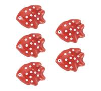 Bestewelry 5 pcs Polka Dot Fish Porcelain Beads Porcelain Fish Beads Ocean Animal Ceramic Loose Spacer Bead for Bracelets Necklaces Earring Jewelry Making, Red