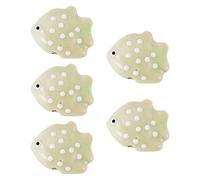 Bestewelry 5 pcs Polka Dot Fish Porcelain Beads Porcelain Fish Beads Ocean Animal Ceramic Loose Spacer Bead for Bracelets Necklaces Earring Jewelry Making, Beige