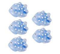 Bestewelry 5 pcs Polka Dot Fish Porcelain Beads Porcelain Fish Beads Ocean Animal Ceramic Loose Spacer Bead for Bracelets Necklaces Earring Jewelry Making, Light Steel Blue