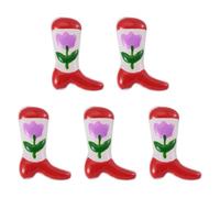 Bestewelry 5 Pcs Western Lampwork Glass Beads Cute 3D Cowboy Boot Bead Enamel Tulip Loose Spacer Bead for DIY Necklace Bracelet Earring Making Craft Keychains