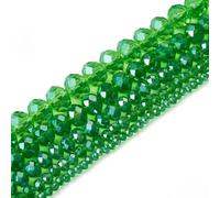 Bestewelry 5 Strands Rondelle Crystal Beads Faceted Glass Beads Lime Green Loose Spacer Beads for Bracelets Jewelry Making Window Door Decoration