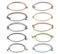 Bestewelry 50 Pcs Braided Cord Bracelets Set 4-9cm Adjustable Bracelets Unfinish Braided Bracelet Cotton Rope Bangles for Bracelet Making DIY Crafts