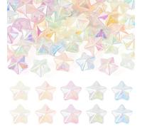 Bestewelry 50 pcs Luminous Acrylic Star Beads Flat Star Acrylic Plastic Beads Loose Spacer Bead Glow in The Dark for Women Bracelets Necklace Earring Jewelry Making Home Decoration